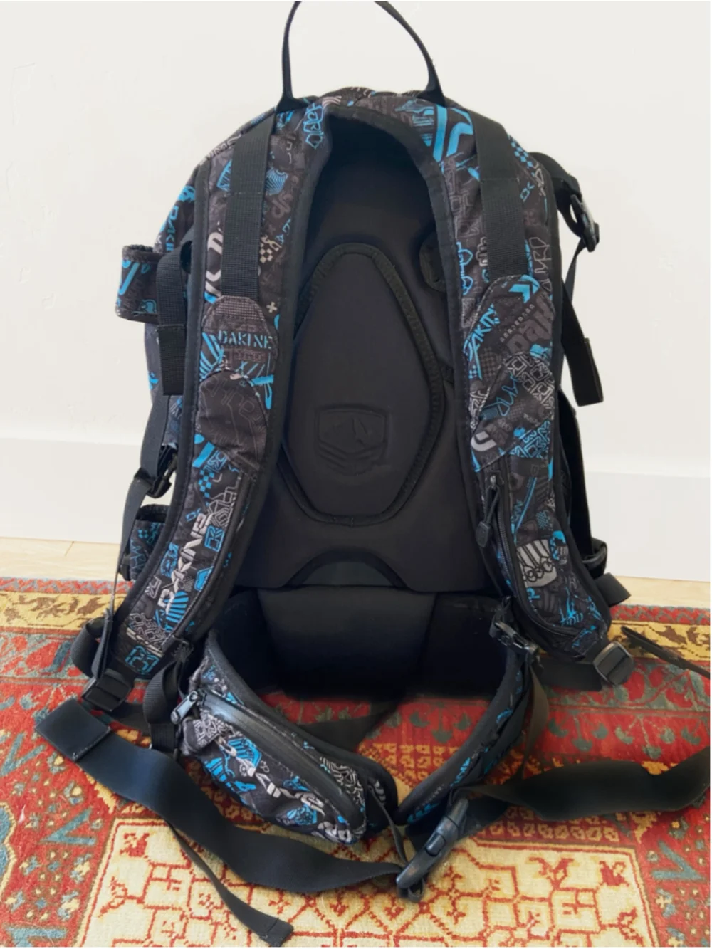 Dakine Backpack Black and Blue Graphic Print Quality Heavy Duty